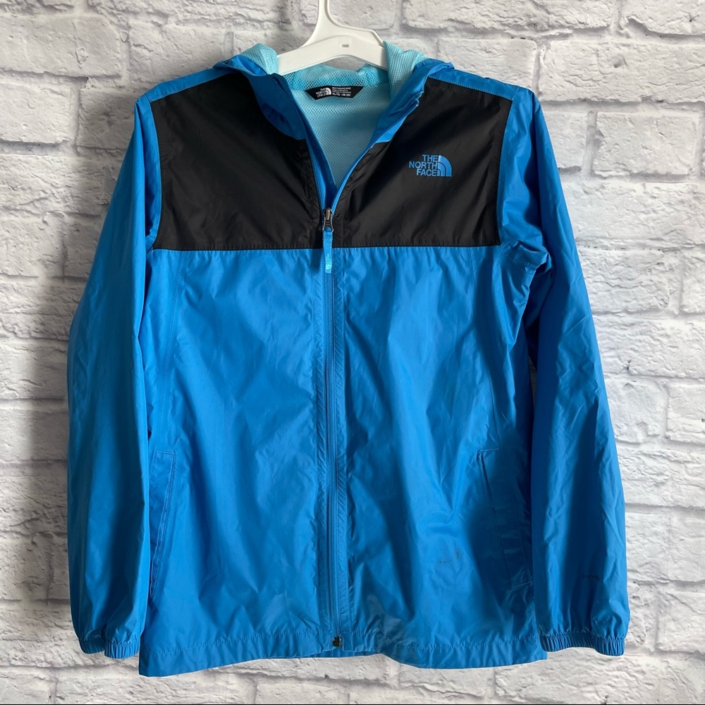 PREOWNED THE NORTH FACE BOYS BLUE RAIN JACKET WIND BREAKER BOYS XL BLUE
